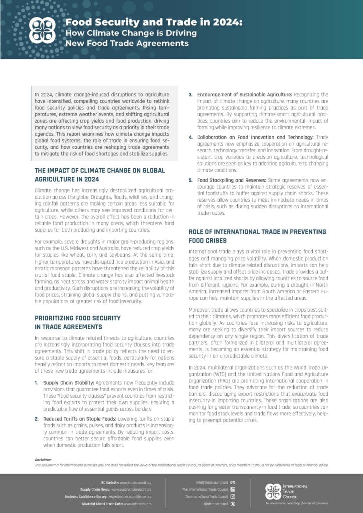 Food Security and Trade in 2024 How Climate Change is Driving New Food Trade Agreements