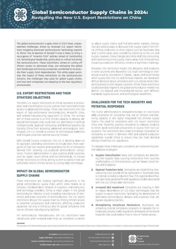 Global Semiconductor Supply Chains in 2024: Navigating the New U.S. Export Restrictions on China