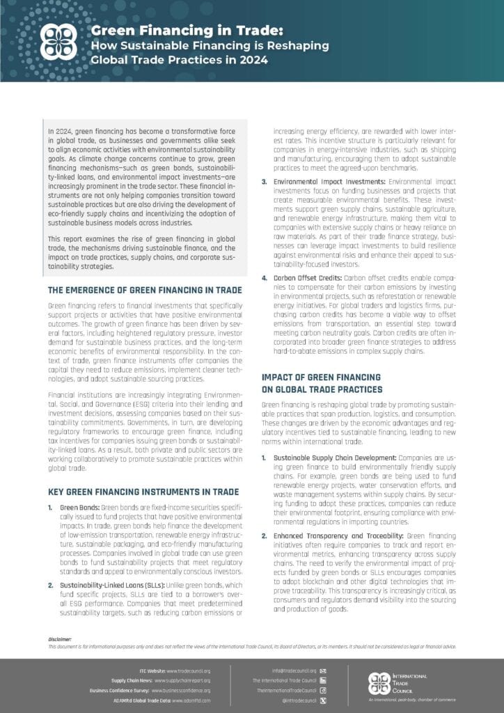 Green Financing in Trade How Sustainable Financing is Reshaping Global Trade Practices in 2024