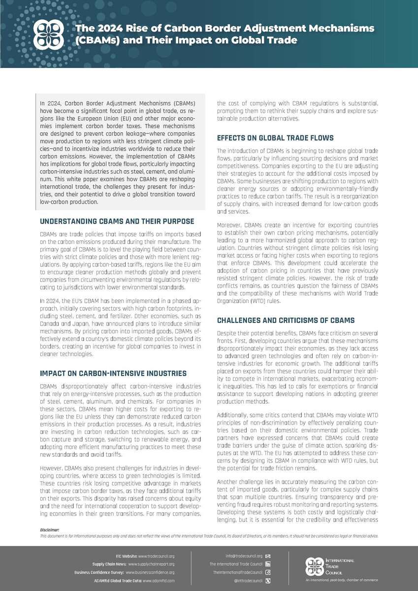 The 2024 Rise of Carbon Border Adjustment Mechanisms (CBAMs) and Their Impact on Global Trade