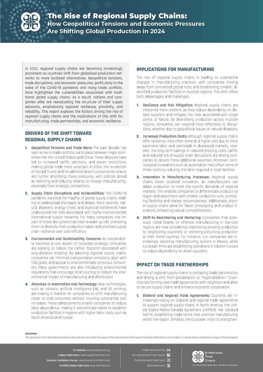 The Rise of Regional Supply Chains: How Geopolitical Tensions and Economic Pressures Are Shifting Global Production in 2024