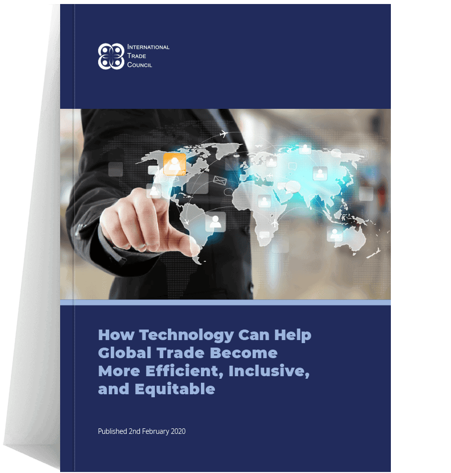 Person using technology to connect global trade, improving efficiency, inclusion, and equity. - International Trade