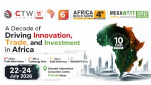 A Decade of Driving Innovation, Trade, and Investment in Africa11th China Trade Week Kenya, 6th Africa Technology Show, 4th Africa BuildShow Kenya, 3rd MEGAWATT AfricaA Global Platform for Trade, Technology,Construction, and Energy